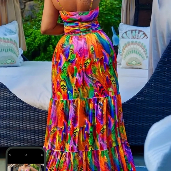 Vibrant Multicolor Maxi Dress. See Pictures For Measurements. NWT. - Picture 3 of 9